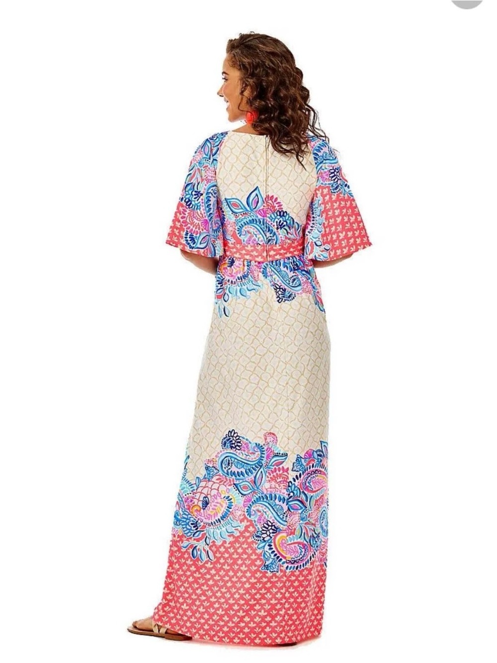 Lilly Pulitzer Mika Coral Spritz Printed V-Neck Maxi Dress - Picture 3 of 7